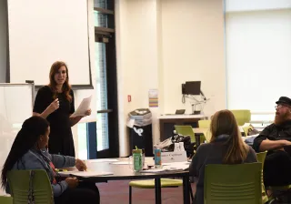 image of creative writing instructor with student